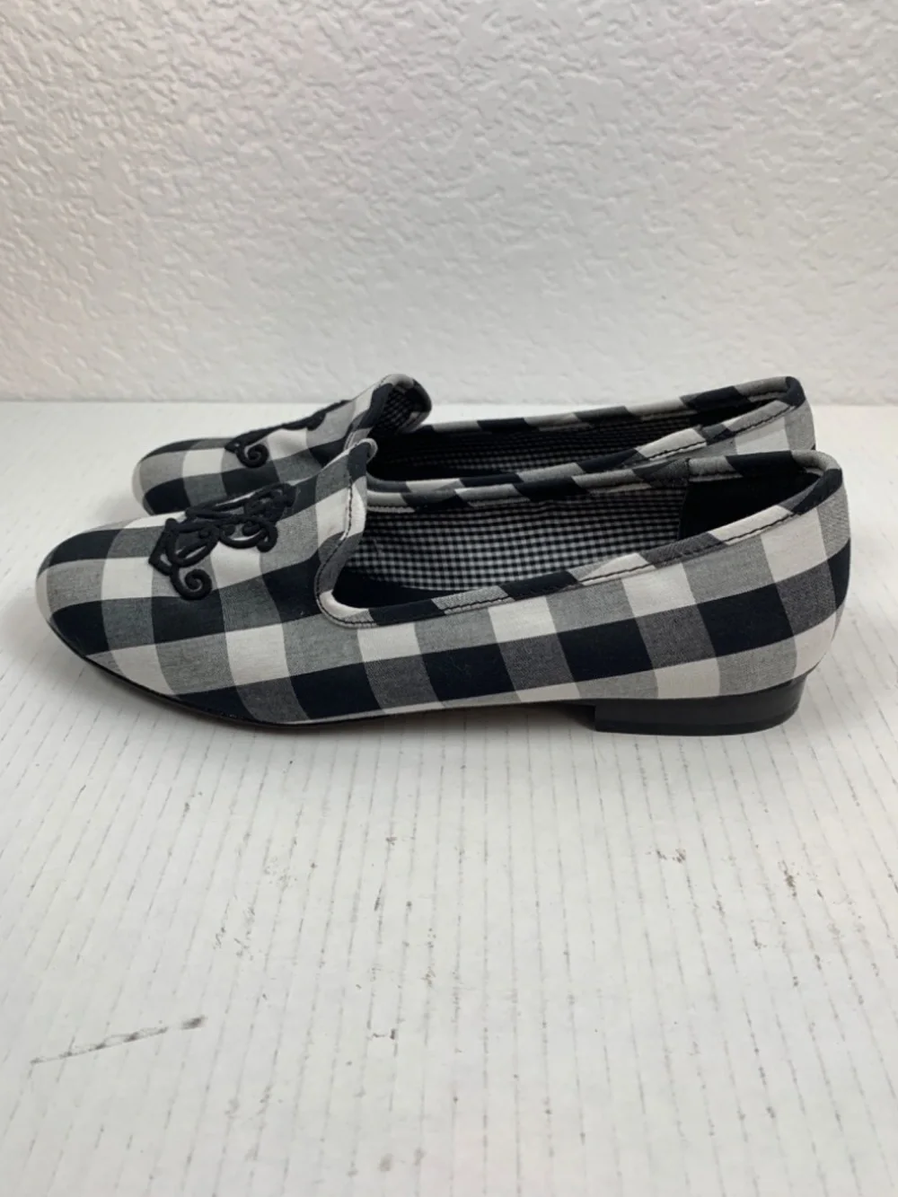 Lauren Ralph Lauren Women's Coleena III Loafer Size 8.5B Black White Gingham
